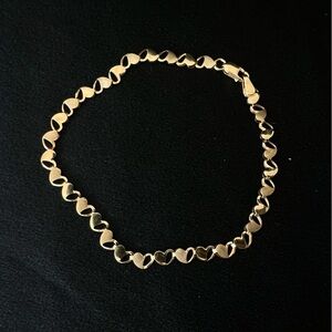 14K yellow gold heart link chain bracelet